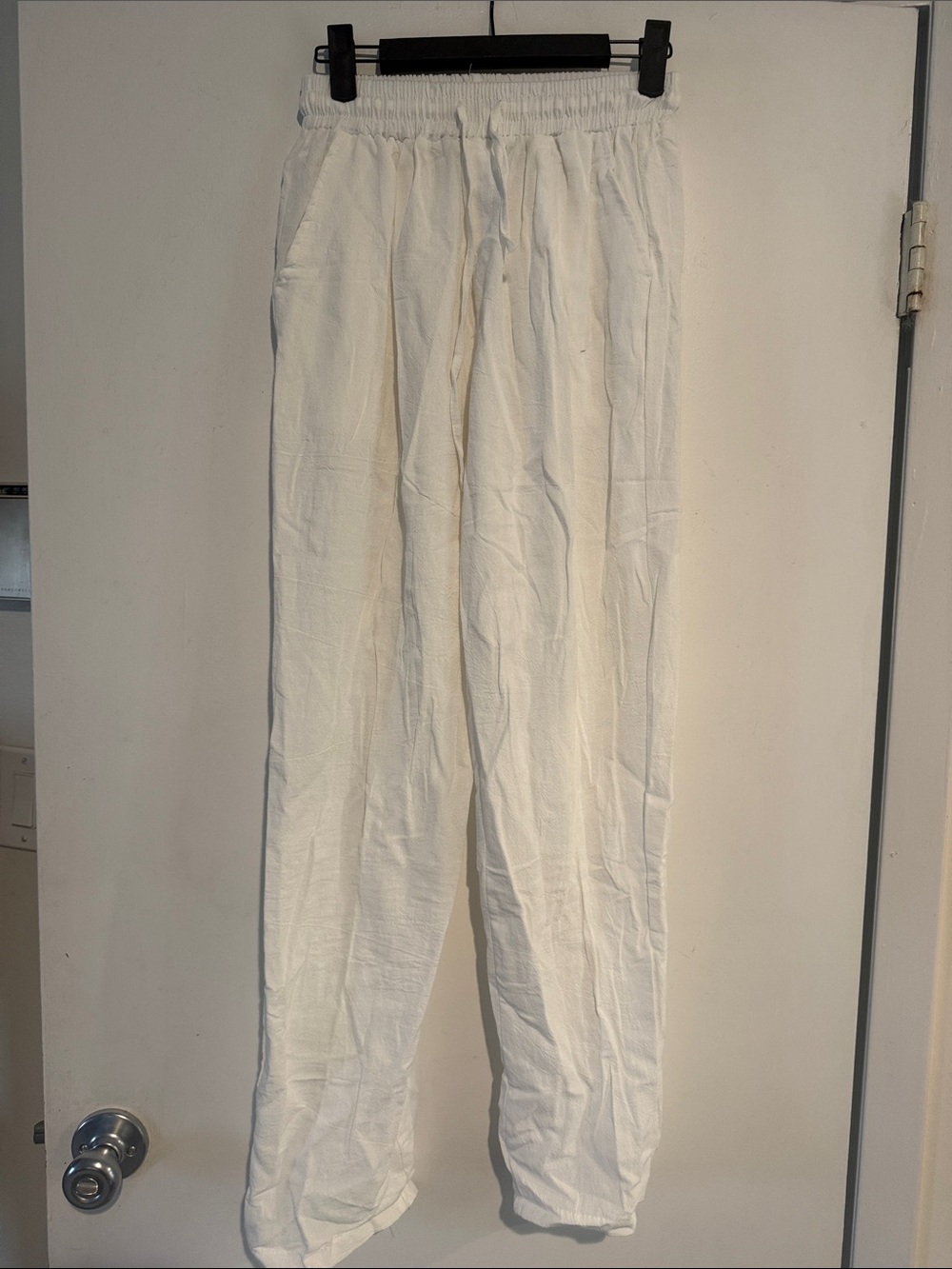 SHEIN White Lightweight Linen-Style Elastic Waist Pants